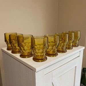 Pair (2 glasses) of Vintage Anchor Hocking Georgian Honeycomb Flat Tumbler, Hone